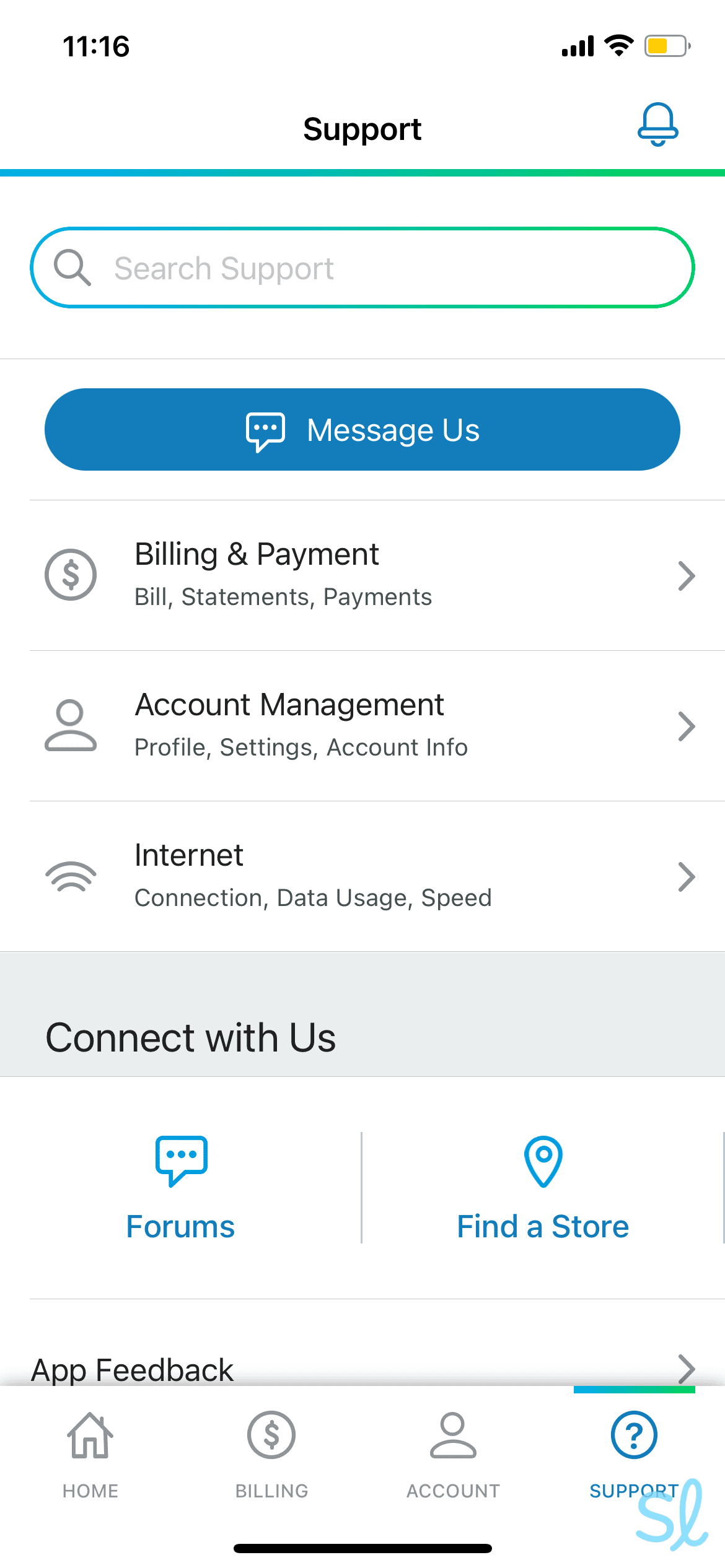 Connecting with customer support in the Cox mobile app 