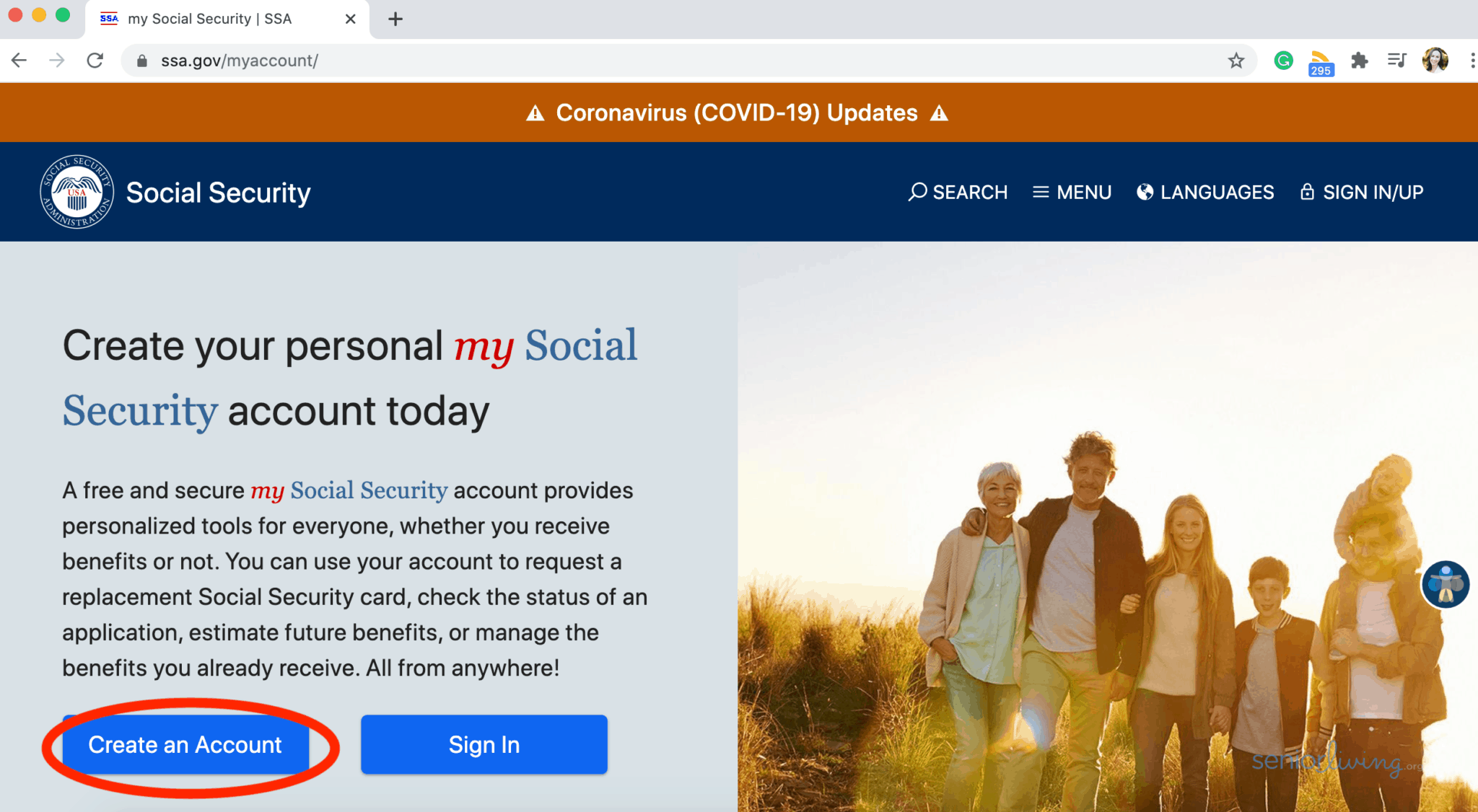 How To Create A My Social Security Account SeniorLiving Org   Click  Create An Account  On The My Social Security Home Page 2048x1126 