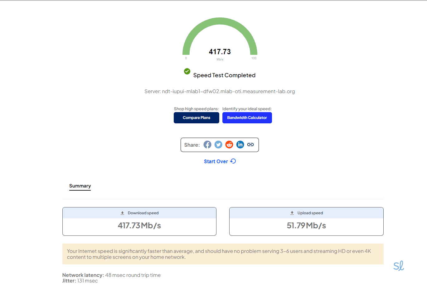 Taking a speed test using T-Mobile s internet connection