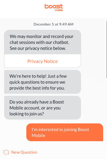 Using the Boost Mobile chat feature