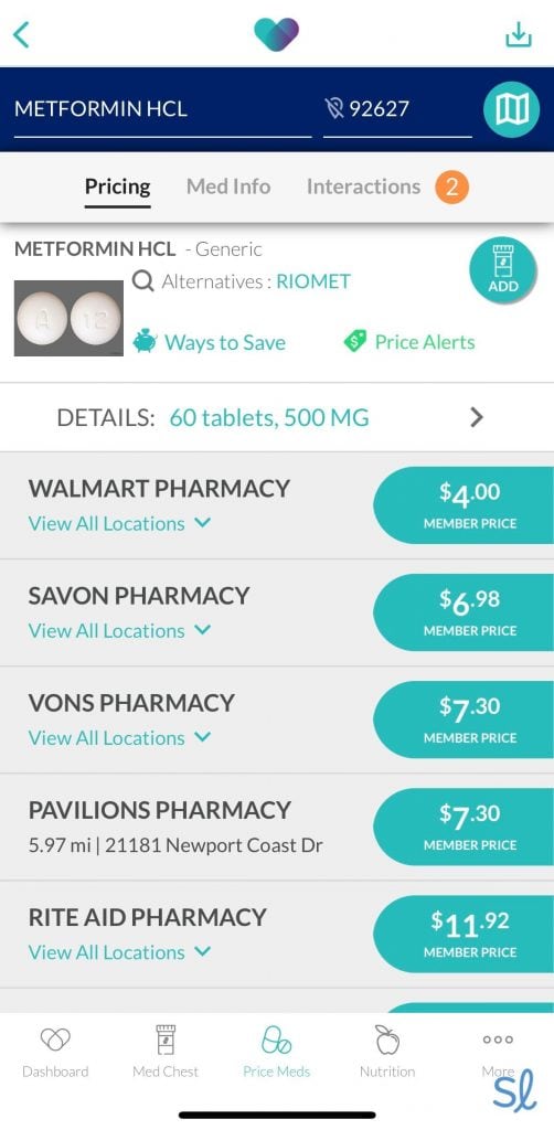 Comparing prescription discounts in the WellRx app