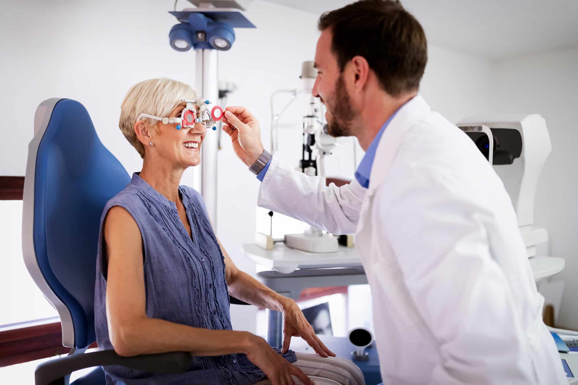 Senior getting an eye exam