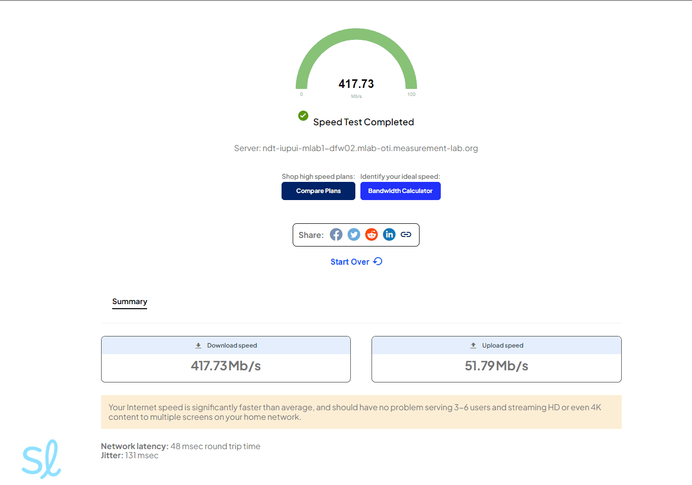 Taking a speed test using T-Mobile s internet connection