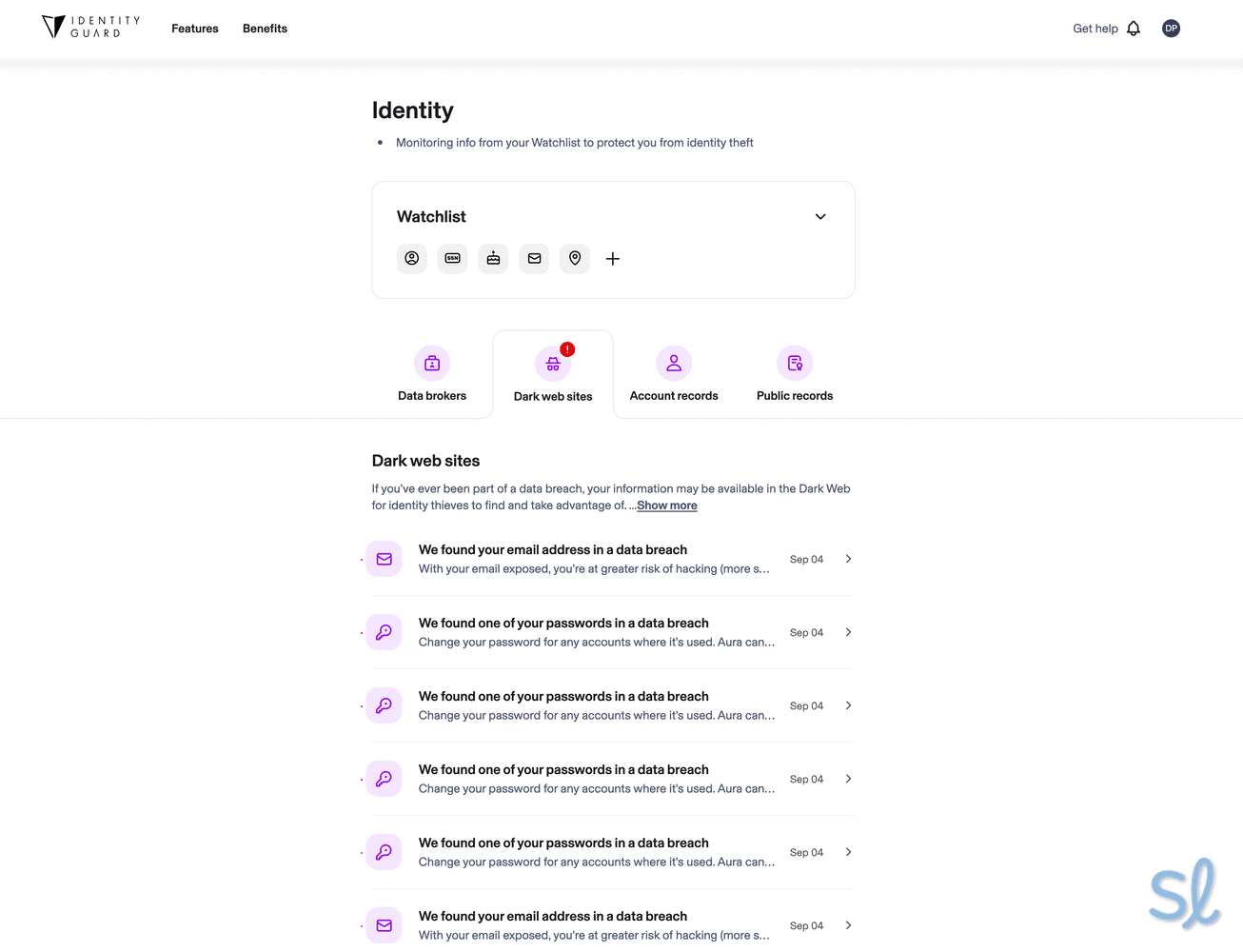 Using Identity Guard's dark web monitoring